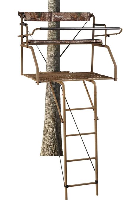 Game Winner Platform 2-Man Ladder Stand Academy Stay comfortable and prepared in the field when you use the Game Winner 2-Man Ladder Platform Stand. . Field and stream 2 man ladder stand